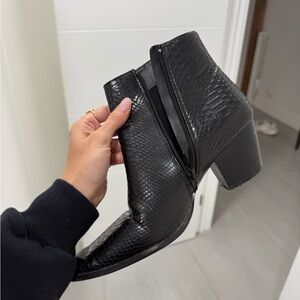 Coconuts by Matisse Black Snakeskin Ankle Booties